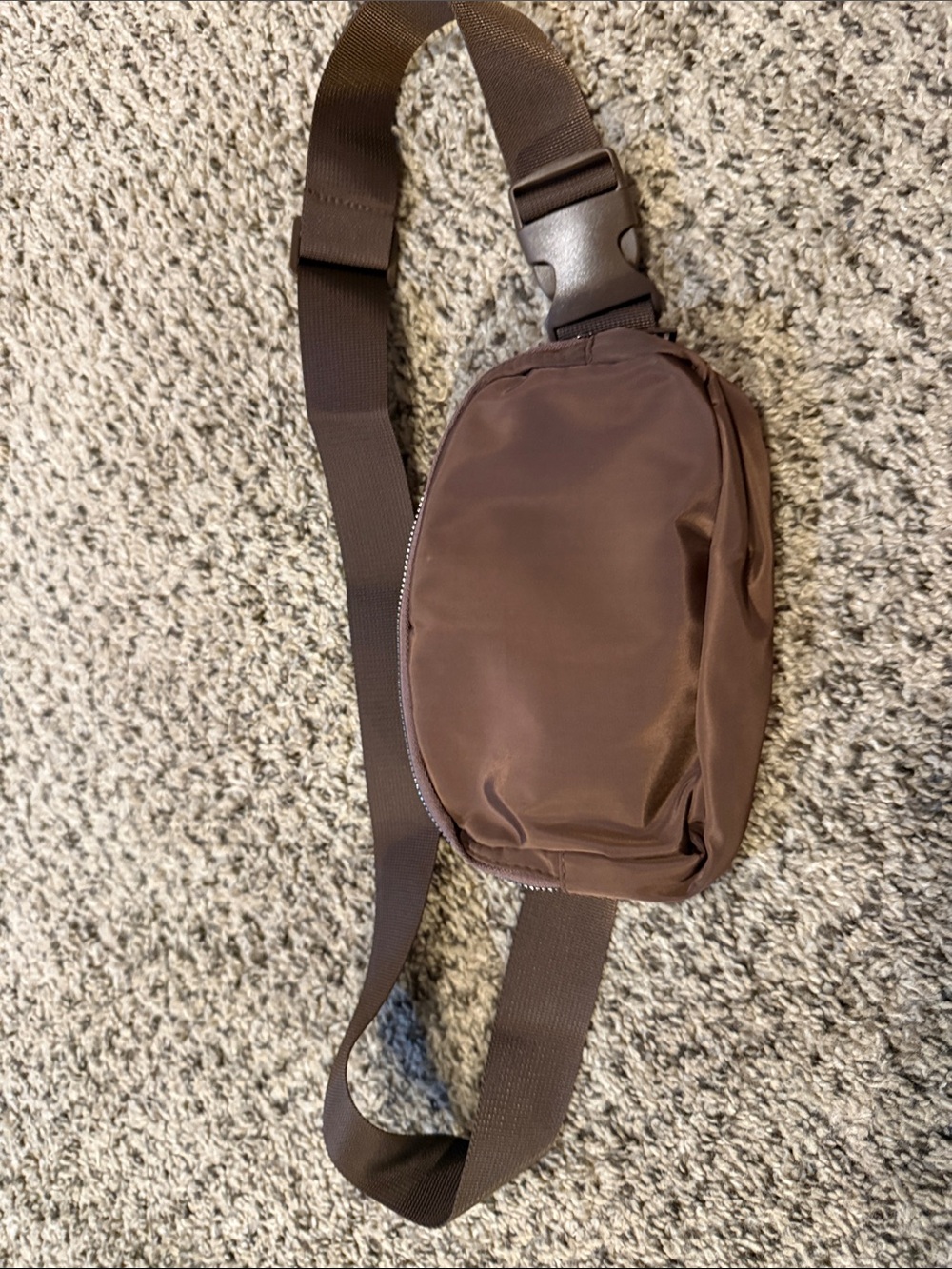Brown Nylon Belt Bag Crossbody Fanny Pack Adjustable Strap